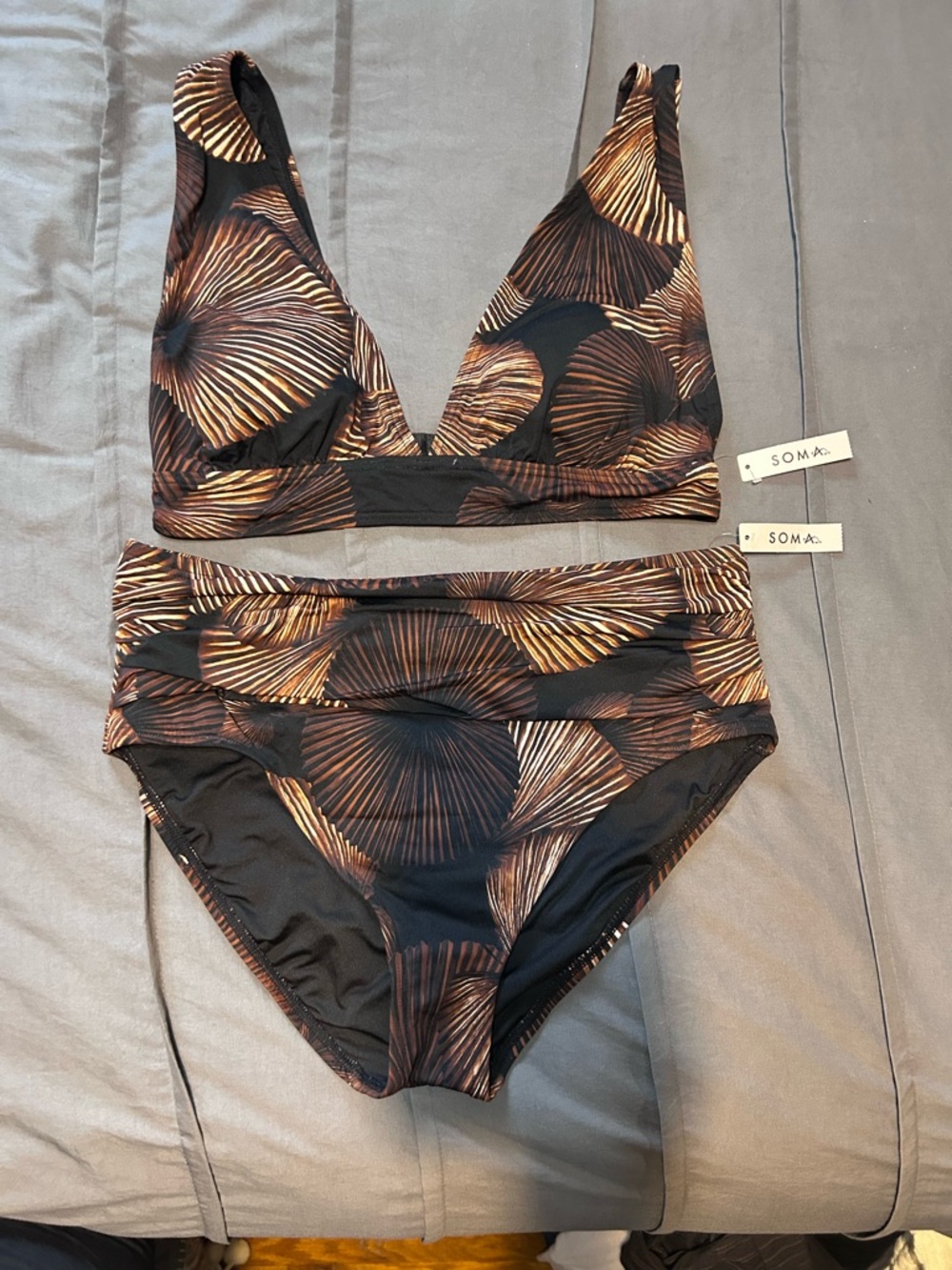 Soma Black Bikini Set with Bronze Shell Motif